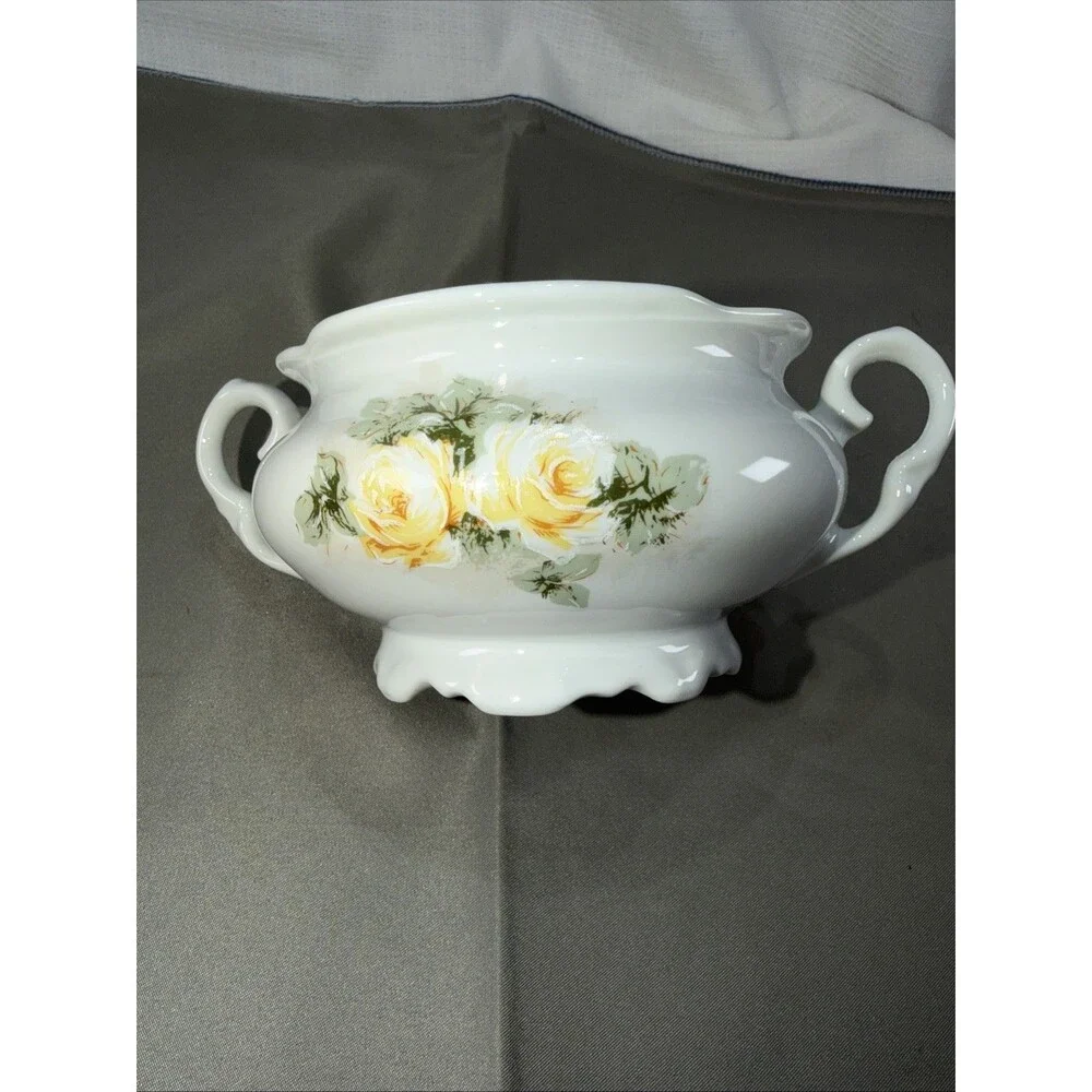 Vintage Porcelana Schmidt Brazil Fine China Double Handled Sugar Bowl Base Only
